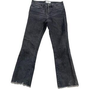 Free People Women's Jeans Size 27 Black Bootcut Frayed Hem Denim